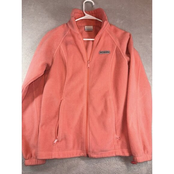 Columbia Women’s Small Soft Fleece Jacket Full Zip Peach Coral Fast Shipping! SM - Picture 1 of 3